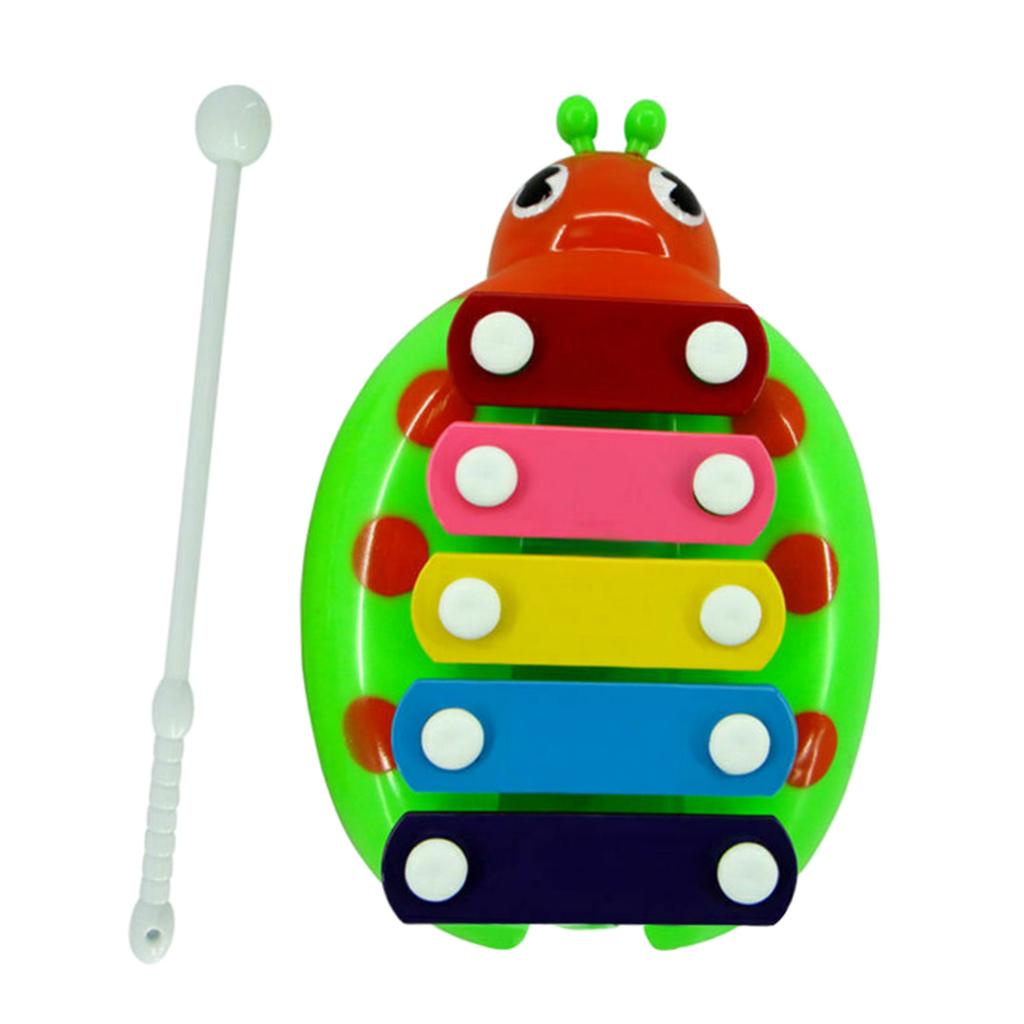 5 Notes Glockenspiel Xylophone Kids Preschool Percussion Party Toy Green