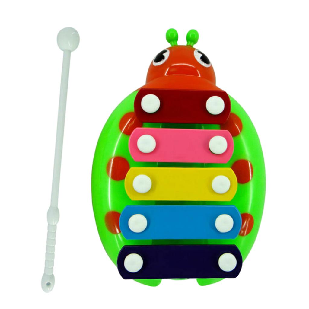5 Notes Glockenspiel Xylophone Kids Preschool Percussion Party Toy Green