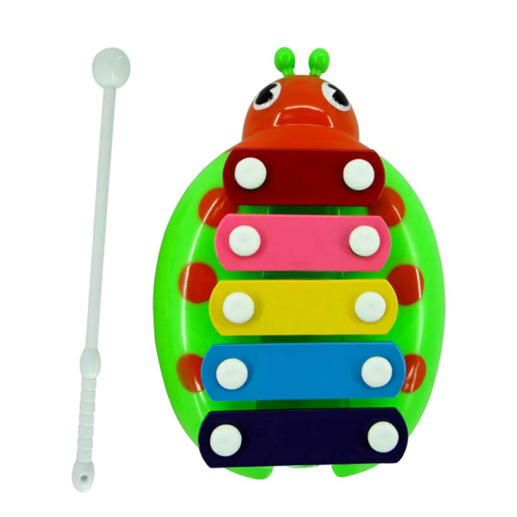 5 Notes Glockenspiel Xylophone Kids Preschool Percussion Party Toy Green