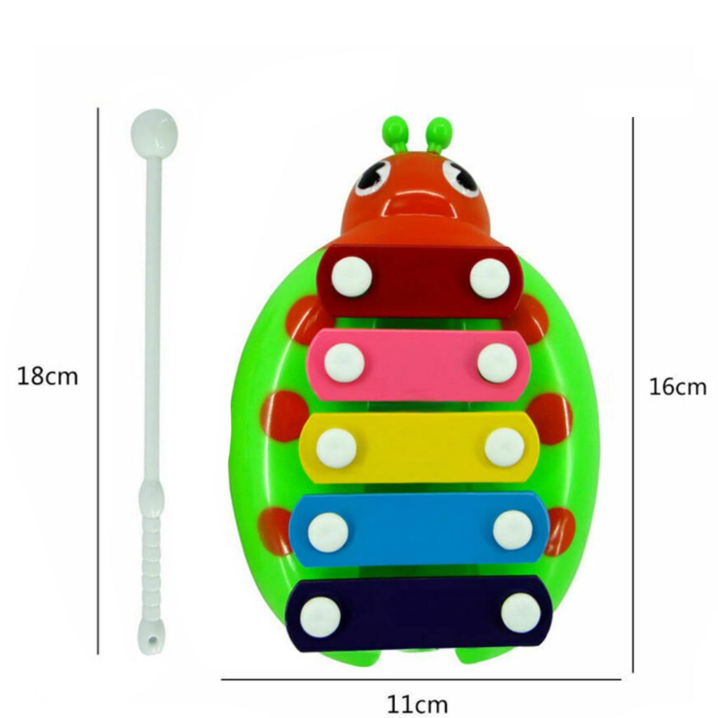 5 Notes Glockenspiel Xylophone Kids Preschool Percussion Party Toy Green