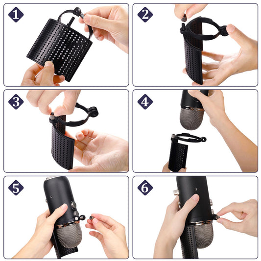 Microphone Isolation Shield Absorber Filter Vocal Isolation Aluminum Panel