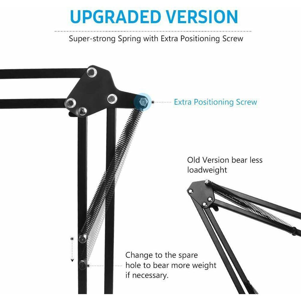 Table Clamp Microphone Suspension Scissor Boom Bracket Stand with Pop Filter