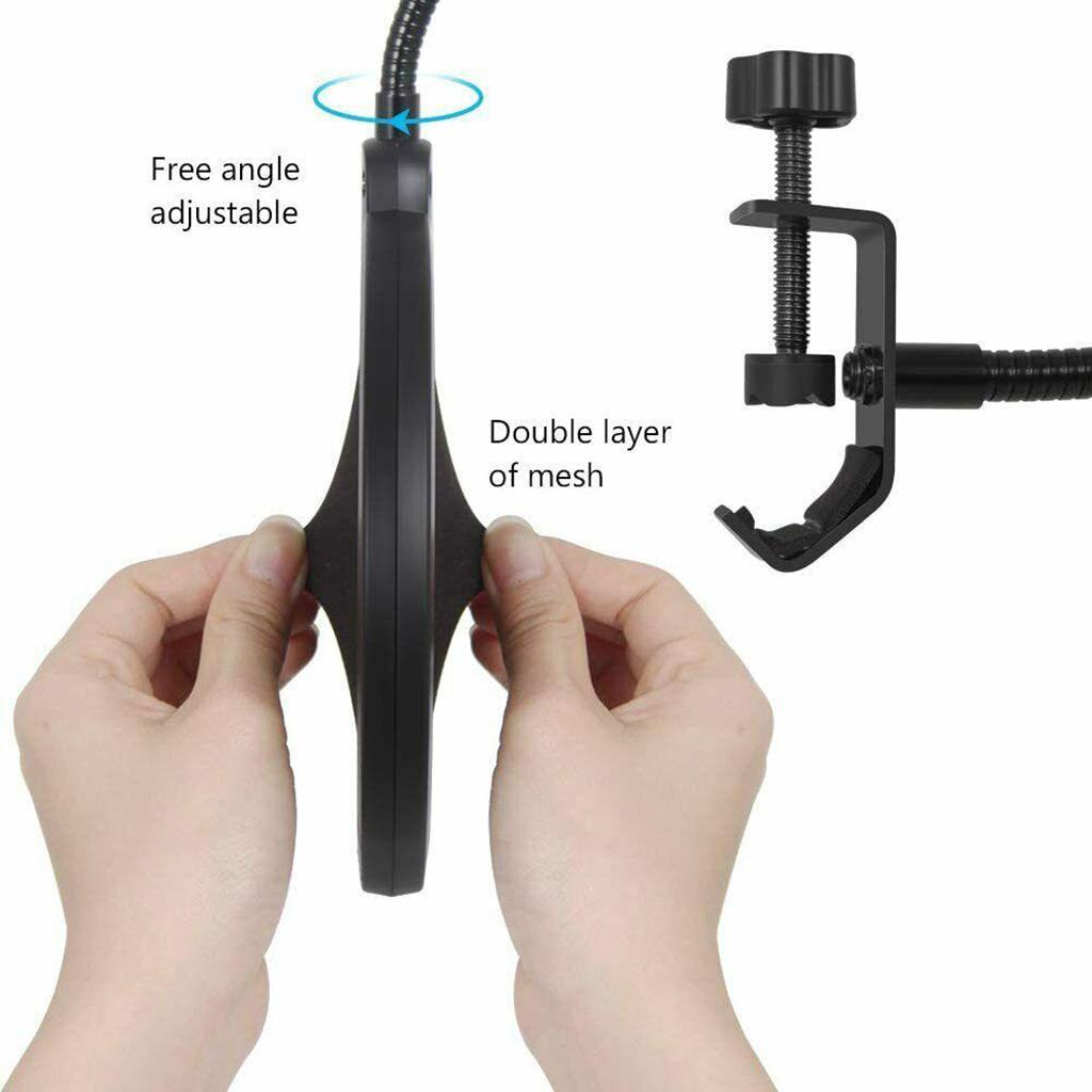 Table Clamp Microphone Suspension Scissor Boom Bracket Stand with Pop Filter
