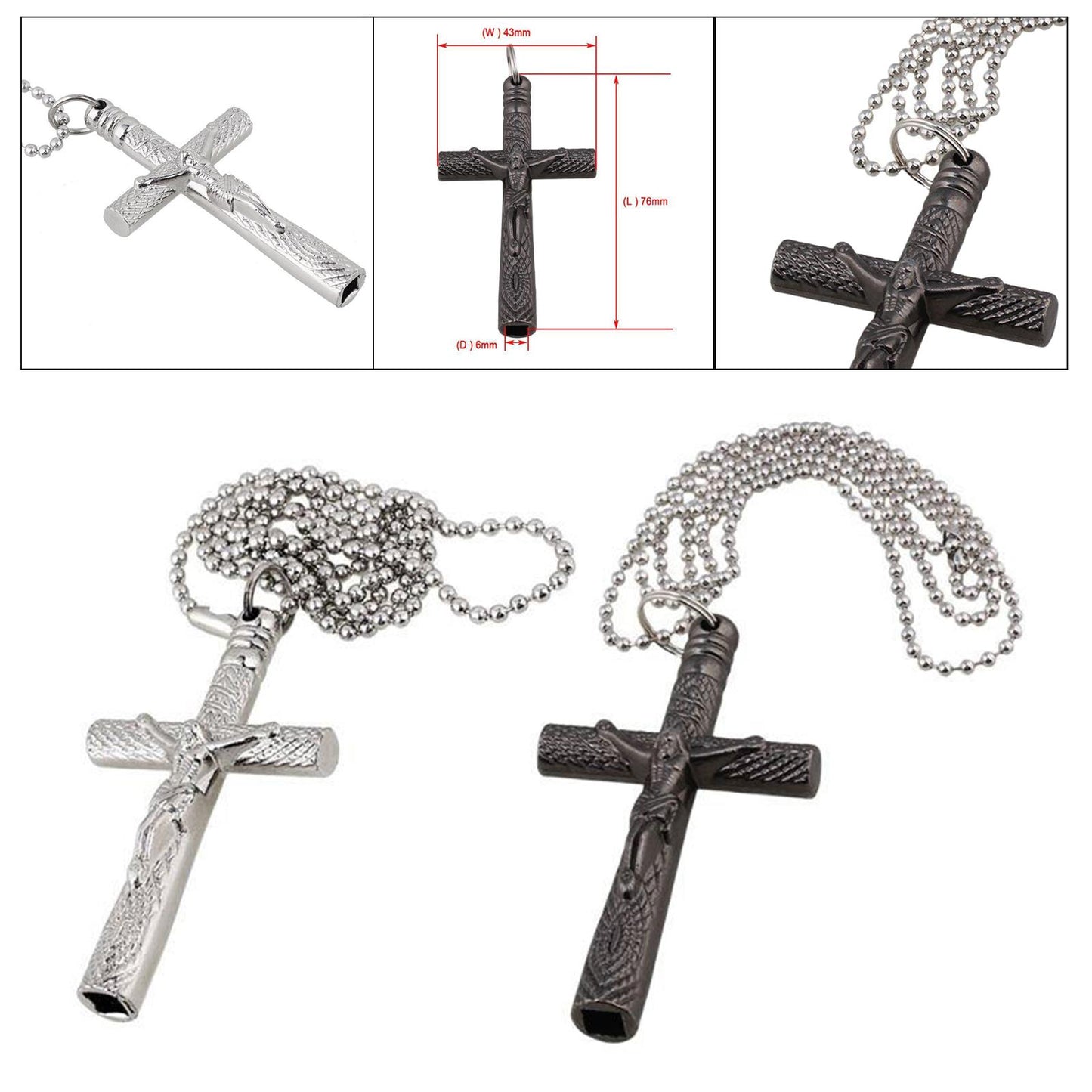 Drum Tuning Key Necklace,Drum Tuning Wrench,Cross Drum Key w/ Chain Necklace Silver