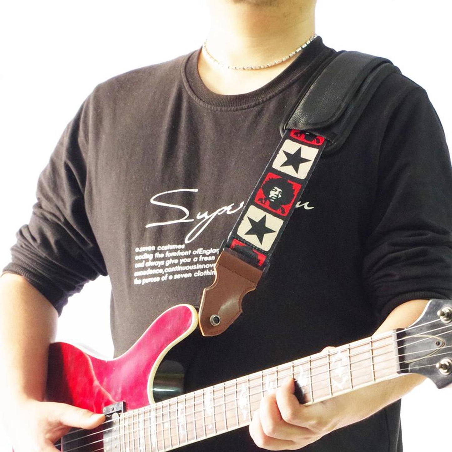 Guitar Shoulder Strap Pad Durable Widened Backpack Guitar Protective Pad Black C