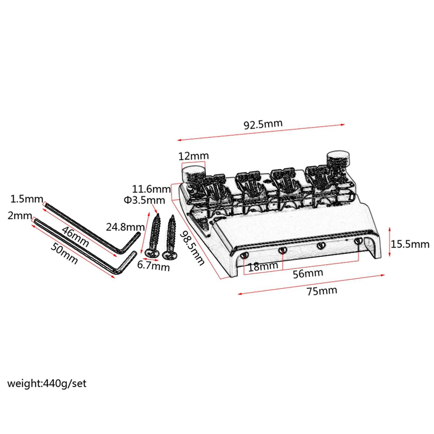 4-string Guitar Bridge, Durable Guitar Bridge Replacement Parts Spare Part