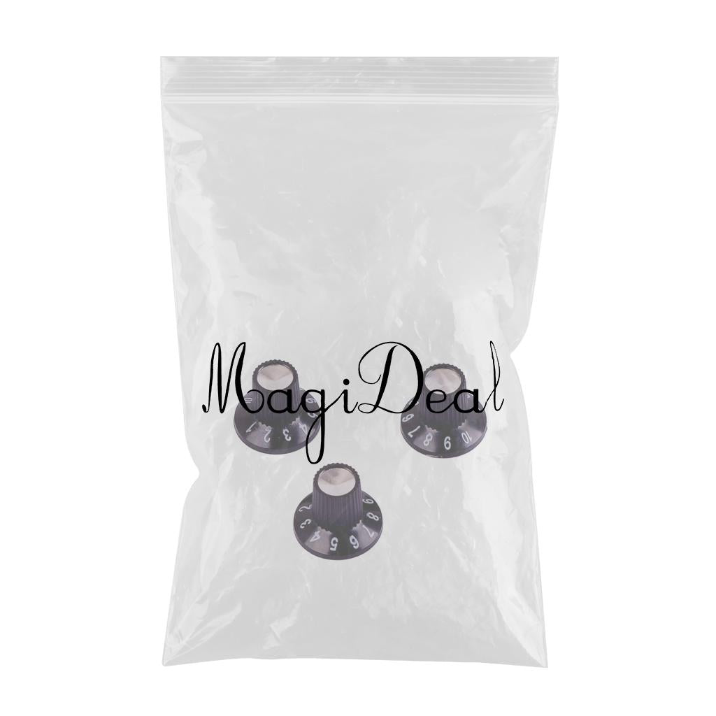 3pcs Black Guitar Top Hat Knobs Amp Control Knob Set 6mm Shaft Pot Knob