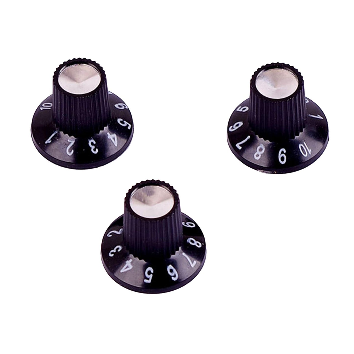 3pcs Black Guitar Top Hat Knobs Amp Control Knob Set 6mm Shaft Pot Knob