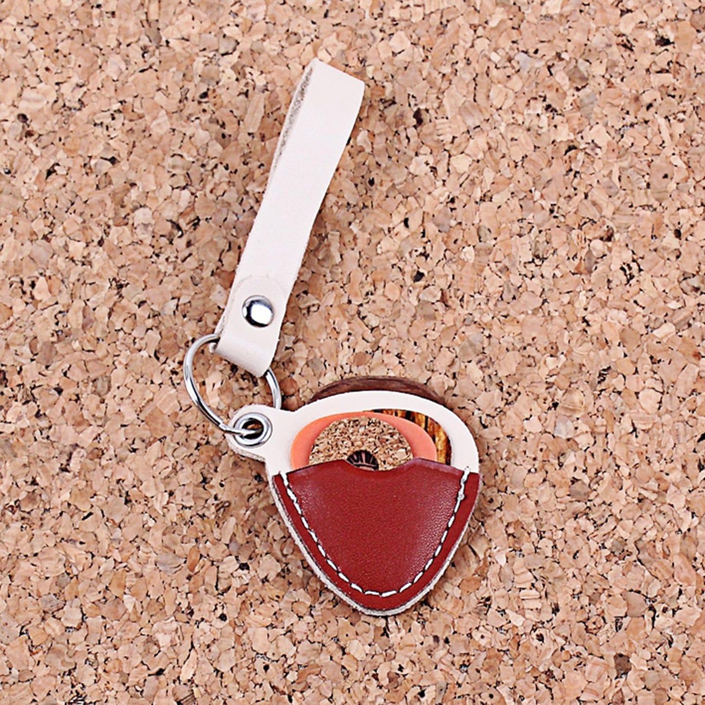Guitar Pick Holder Keychain Plectrum Bag Pick Case + 3 Picks