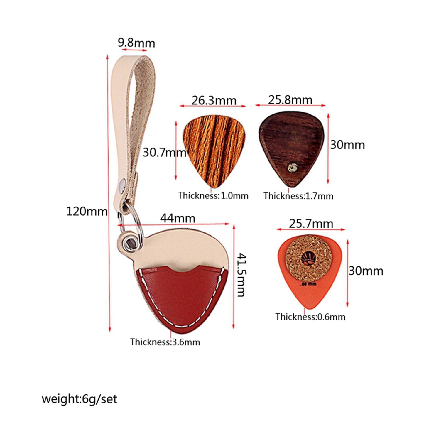 Guitar Pick Holder Keychain Plectrum Bag Pick Case + 3 Picks
