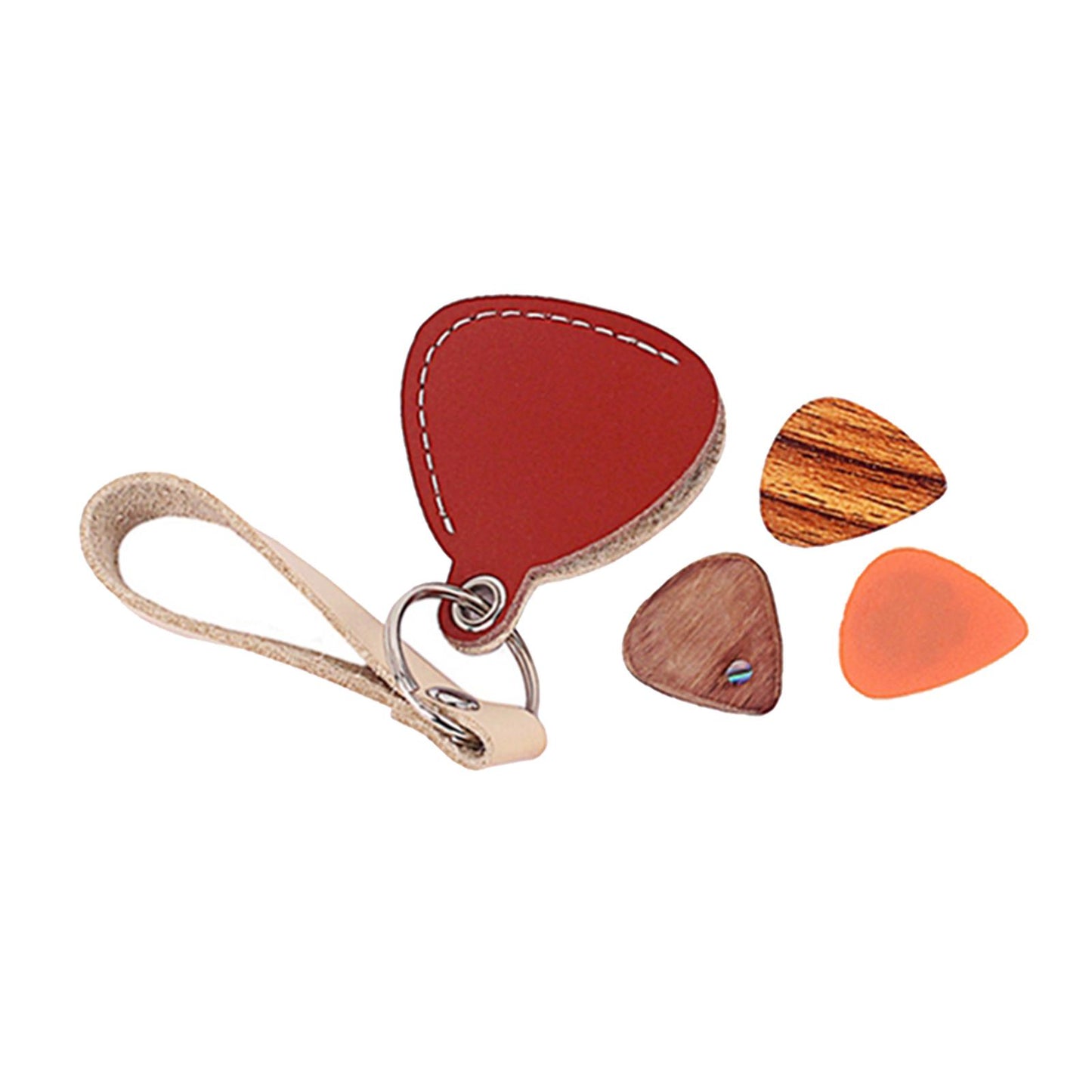 Guitar Pick Holder Keychain Plectrum Bag Pick Case + 3 Picks