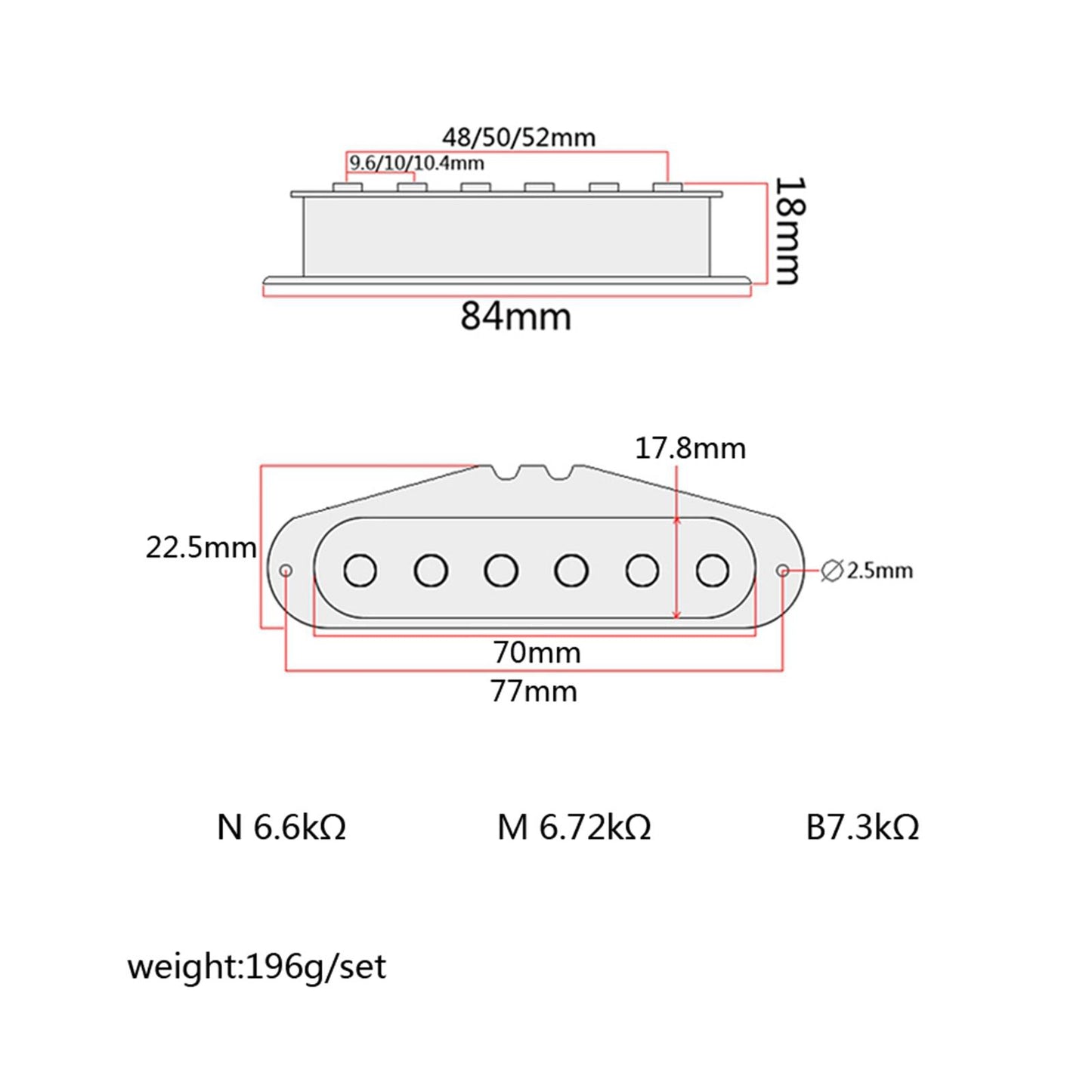 3x Bridge Pickup + Middle Pickup + Neck Pickup for Guitar Replacement Parts