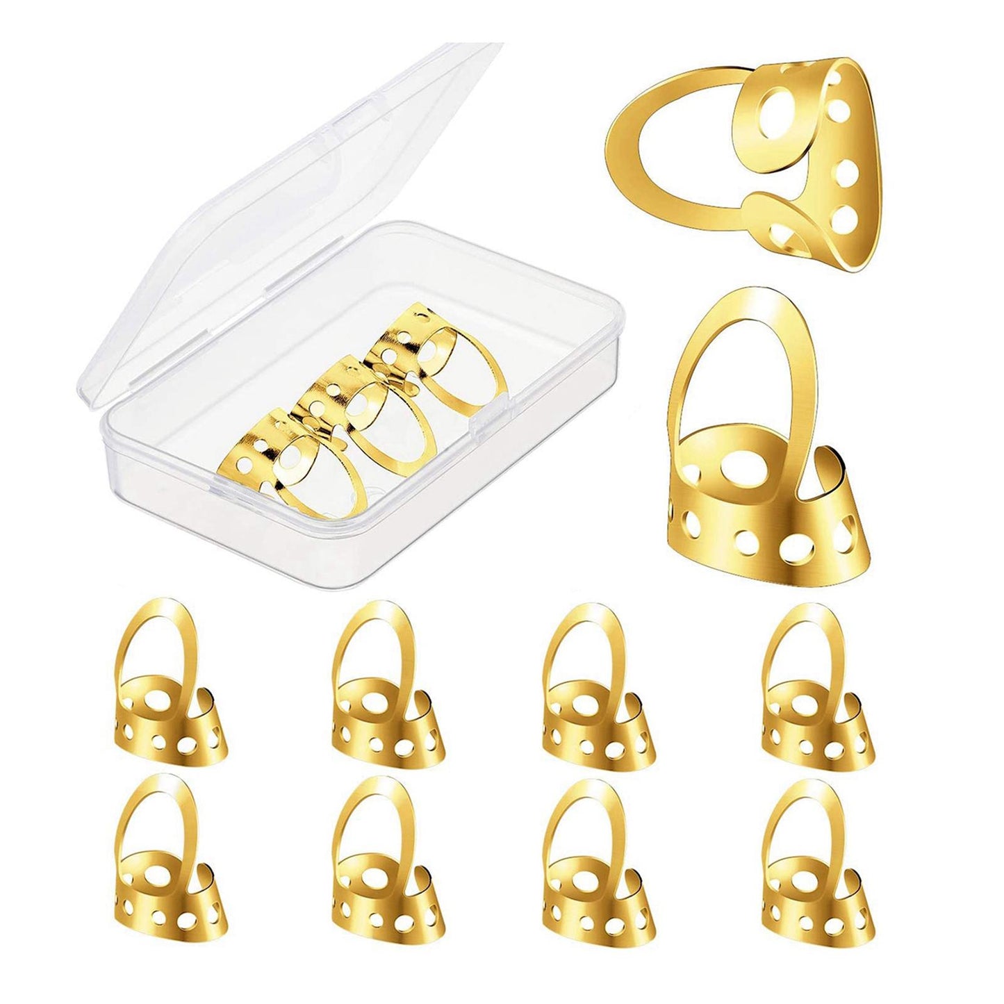8pcs Metal Guitar Finger Picks Bass Guitars Fingerpicks Gold Medium