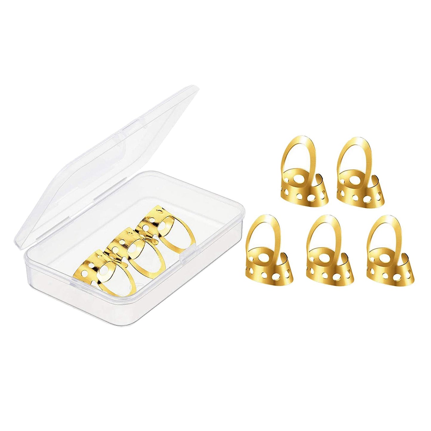 8pcs Metal Guitar Finger Picks Bass Guitars Fingerpicks Gold Medium