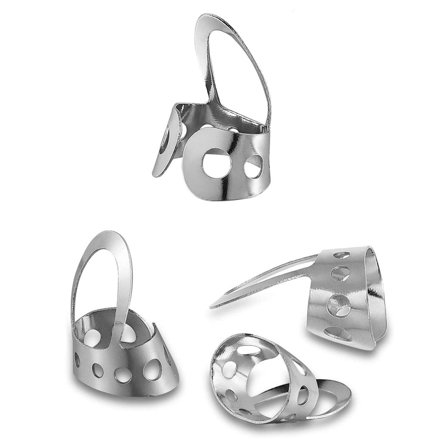 8pcs Metal Guitar Finger Picks Bass Guitars Fingerpicks Silver Large