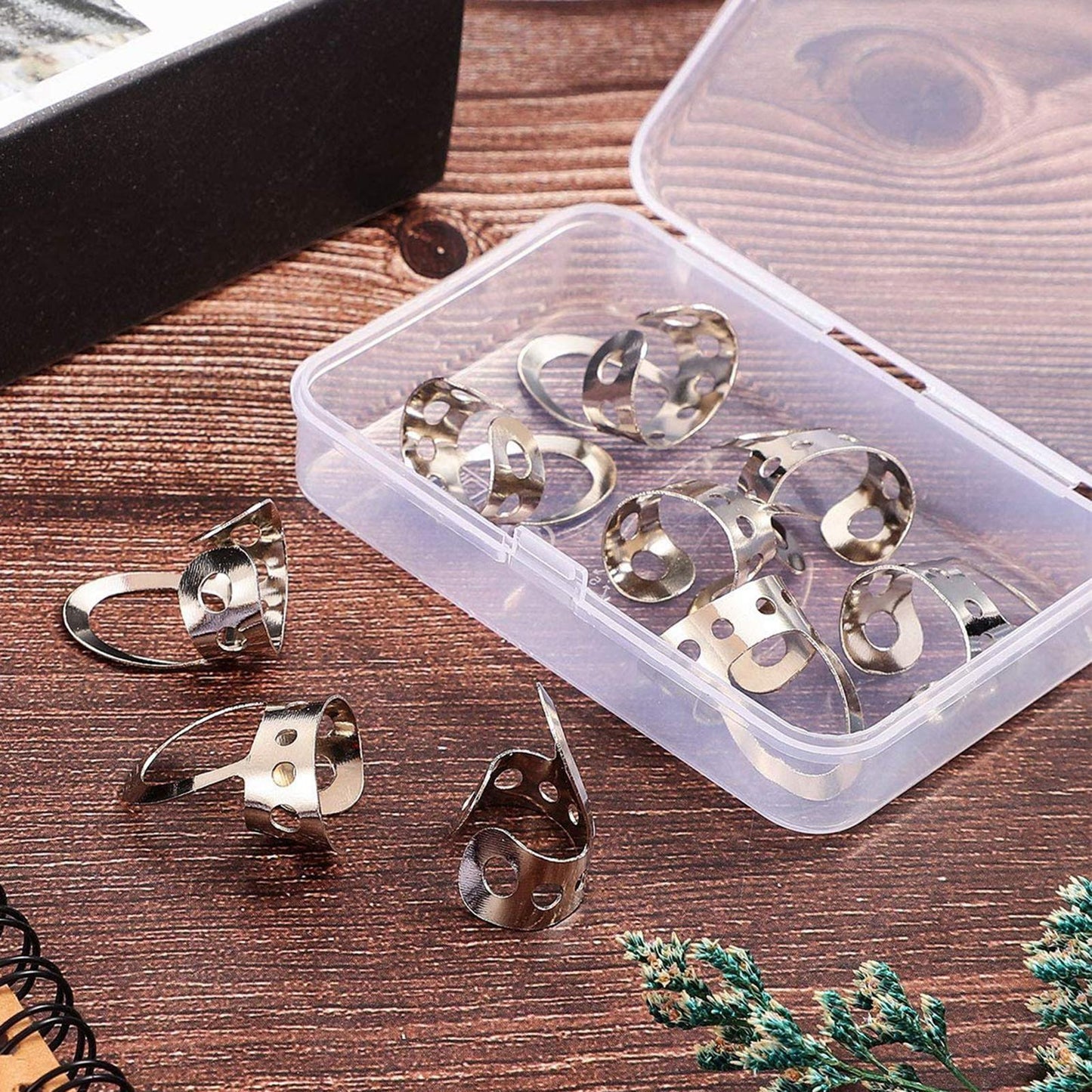 8pcs Metal Guitar Finger Picks Bass Guitars Fingerpicks Silver Large