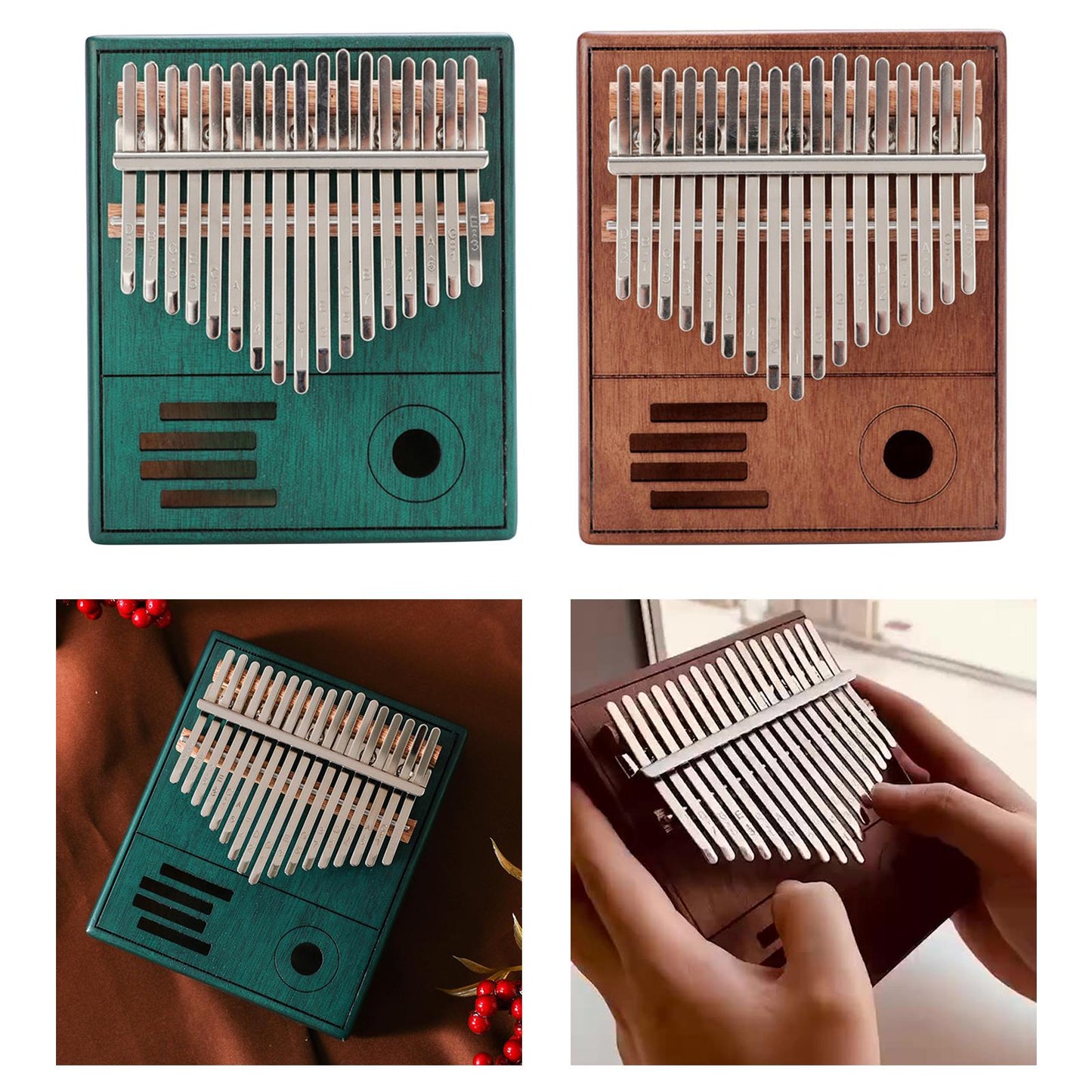 17 Keys Kalimba Thumb Piano Finger Piano Mbira Musical Instrument Gift Brown