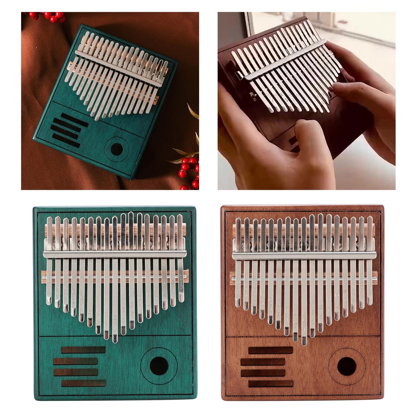 17 Keys Kalimba Thumb Piano Finger Piano Mbira Musical Instrument Gift Brown