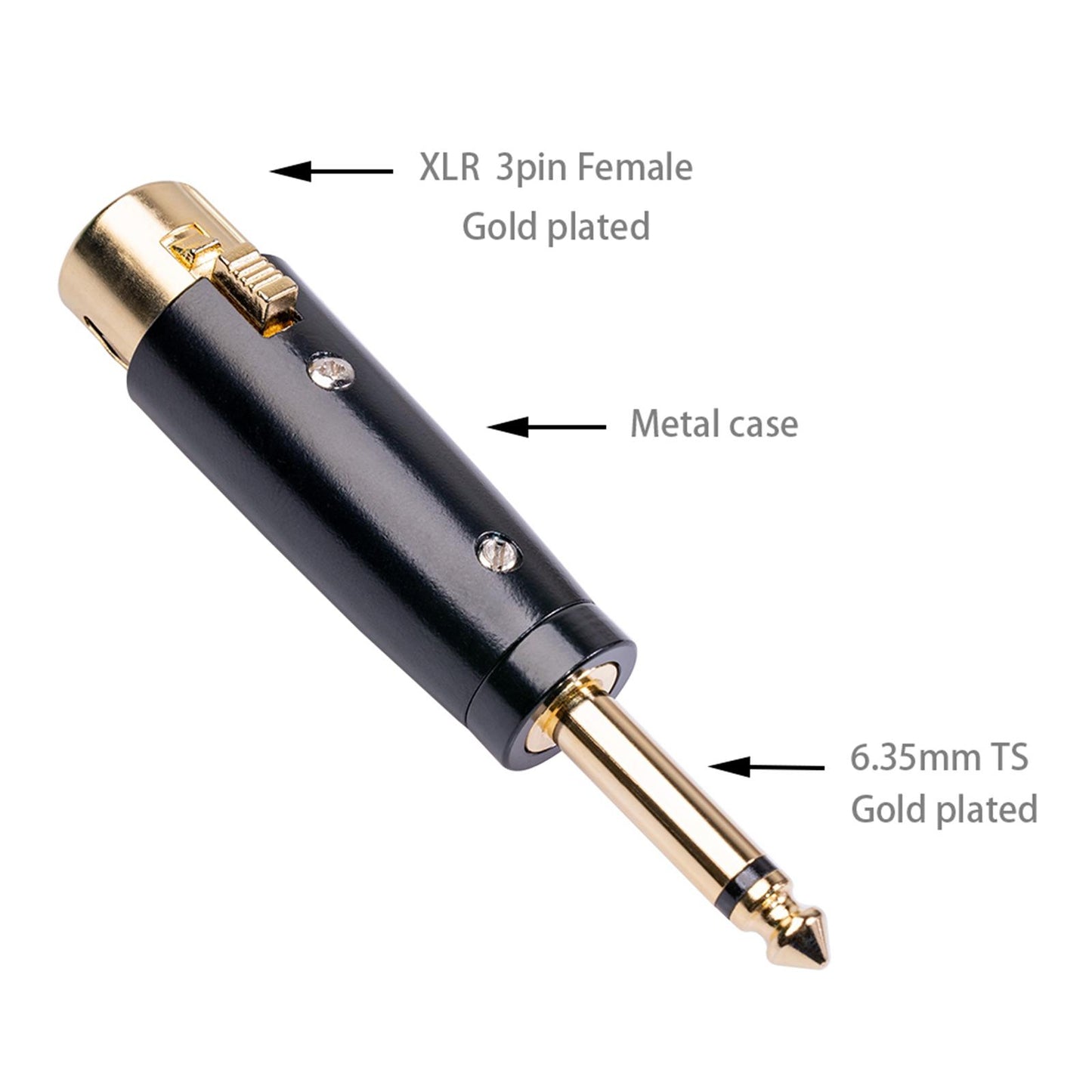 2x 3pin XLR Female to 1/4" 6.35mm Mono Male Audio Cable Microphone Adapter