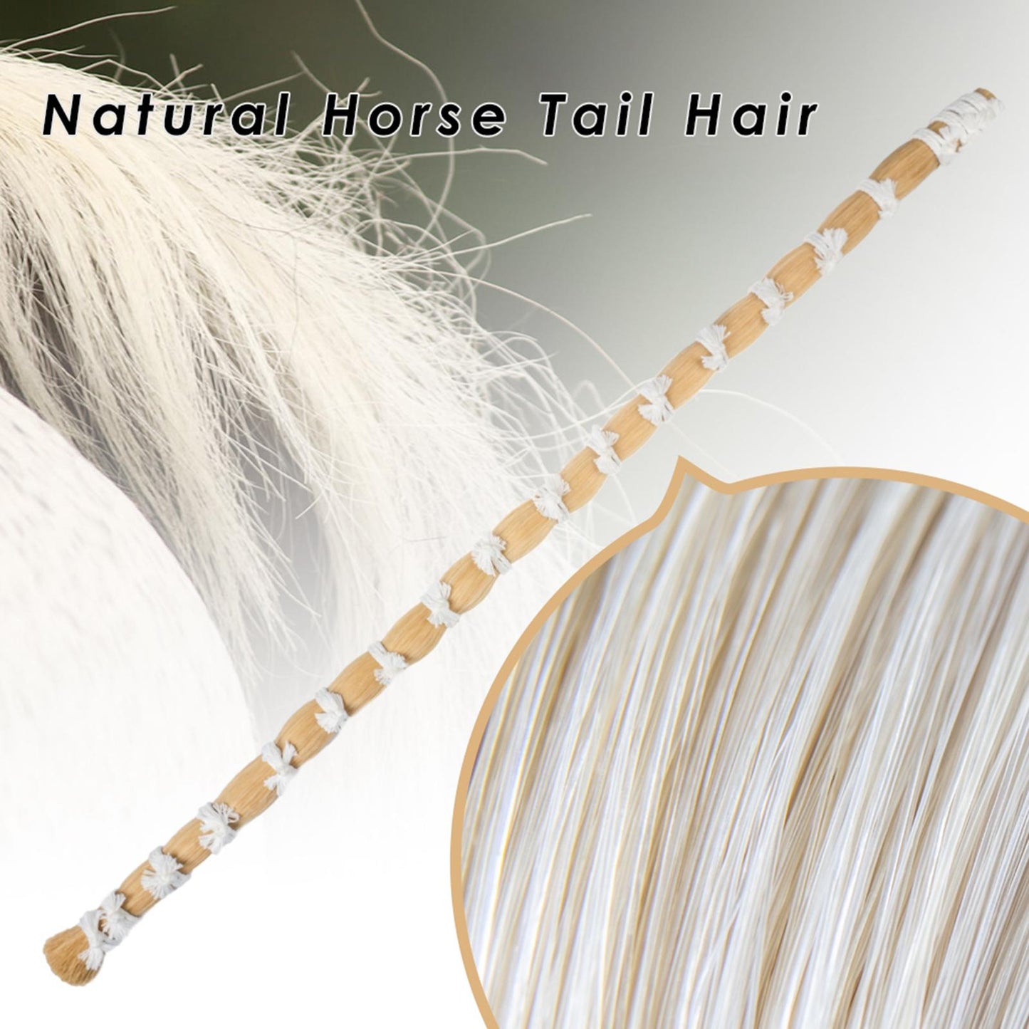 Natural Mongolian Horse Hair Bows for 1/8 Violin Cello Accessories White