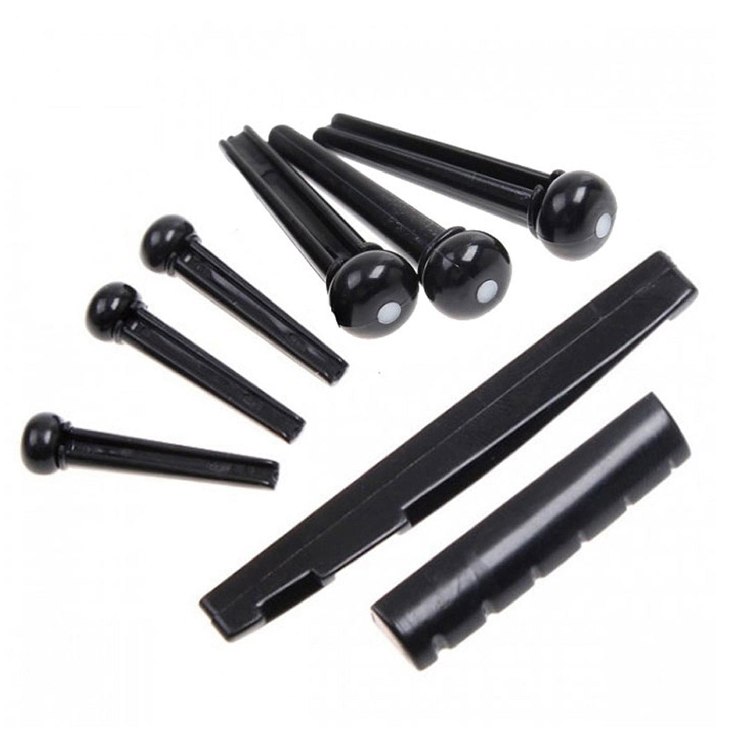 Wooden Acoustic Guitar Bridge with 6 Pins Pegs Nut Saddle Repairing Parts