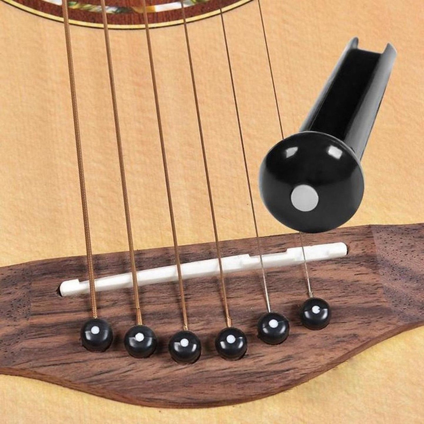 Wooden Acoustic Guitar Bridge with 6 Pins Pegs Nut Saddle Repairing Parts