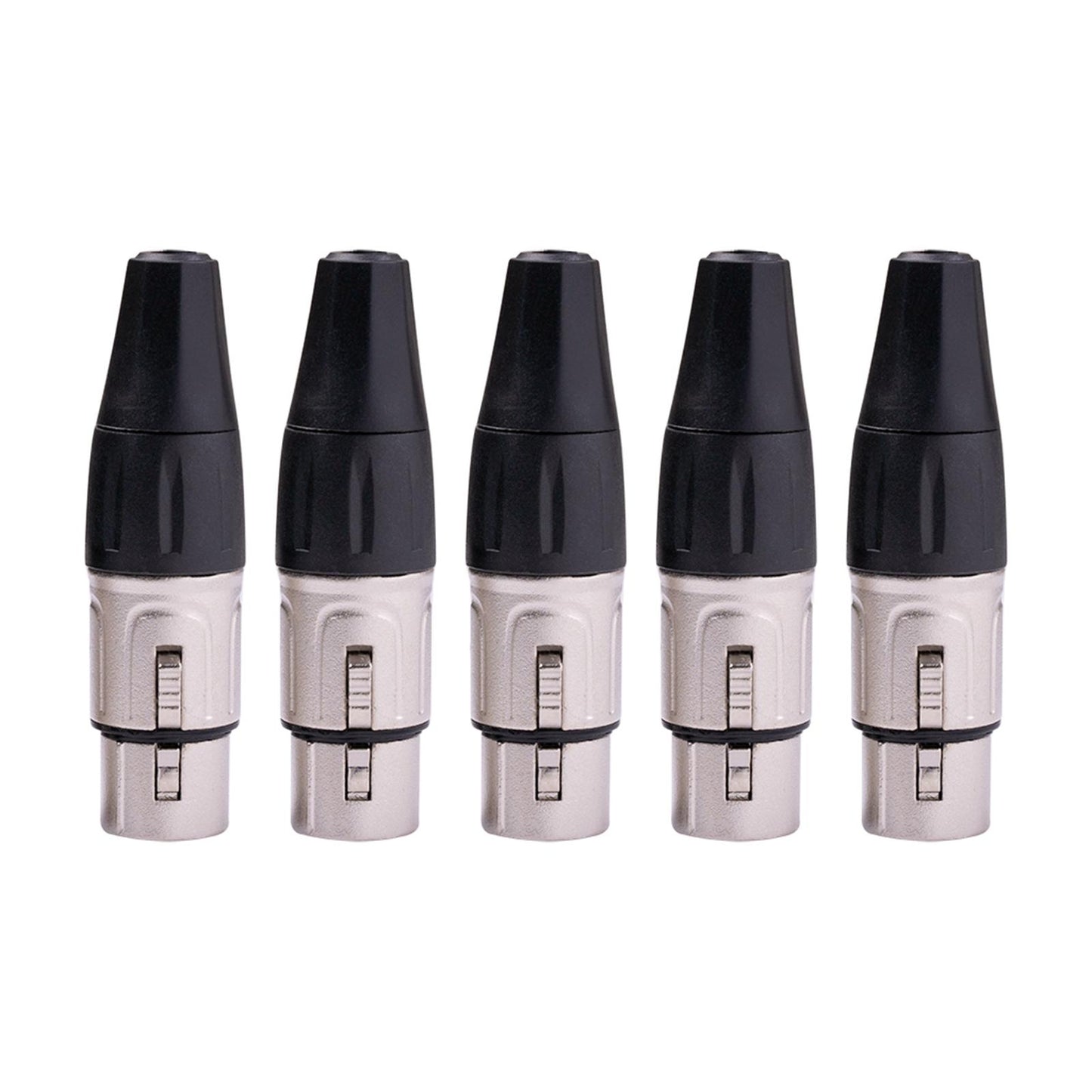 3 Pin XLR Solder Type Connector 5 Male and 5 Female Plug Cable Connector Black