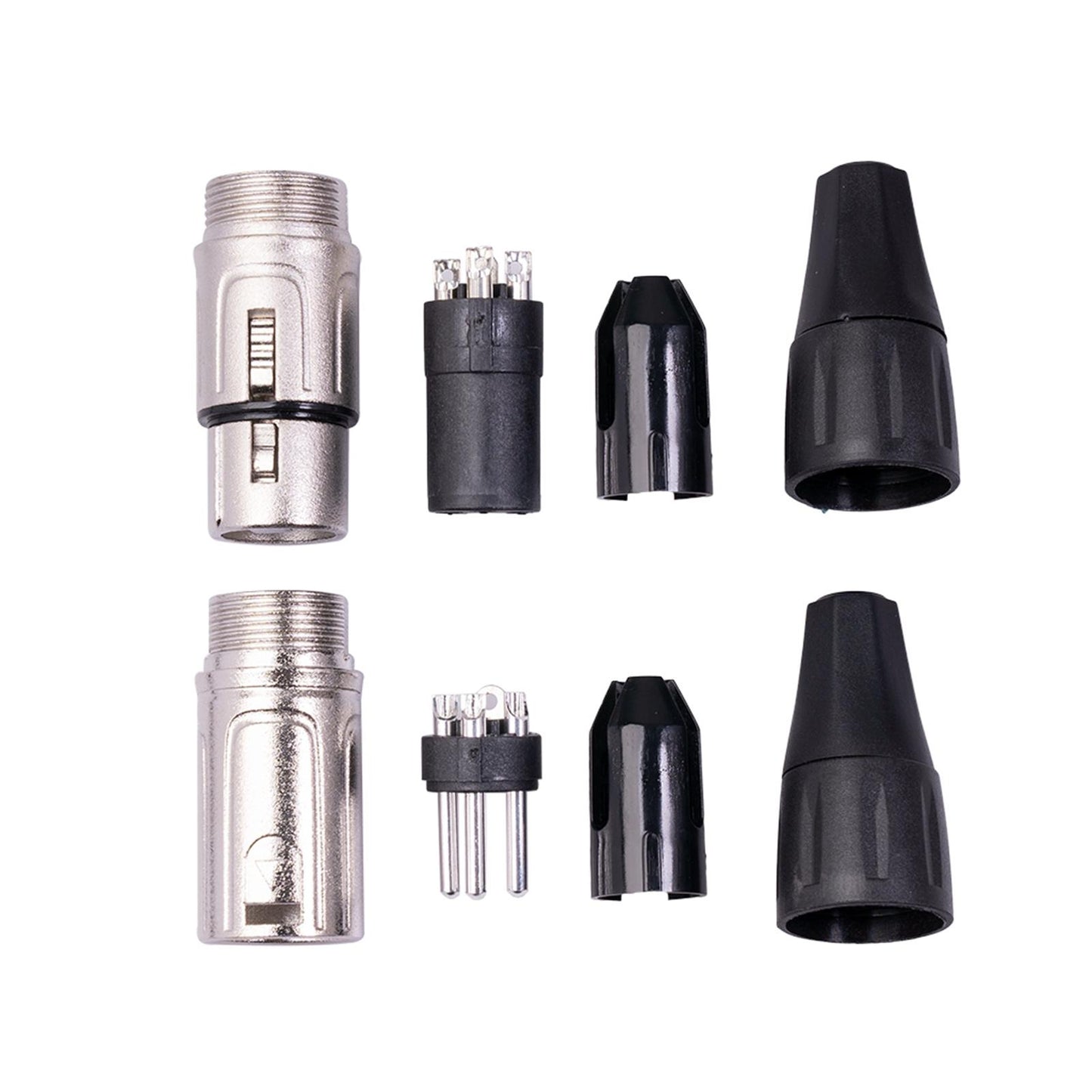 3 Pin XLR Solder Type Connector 5 Male and 5 Female Plug Cable Connector Black