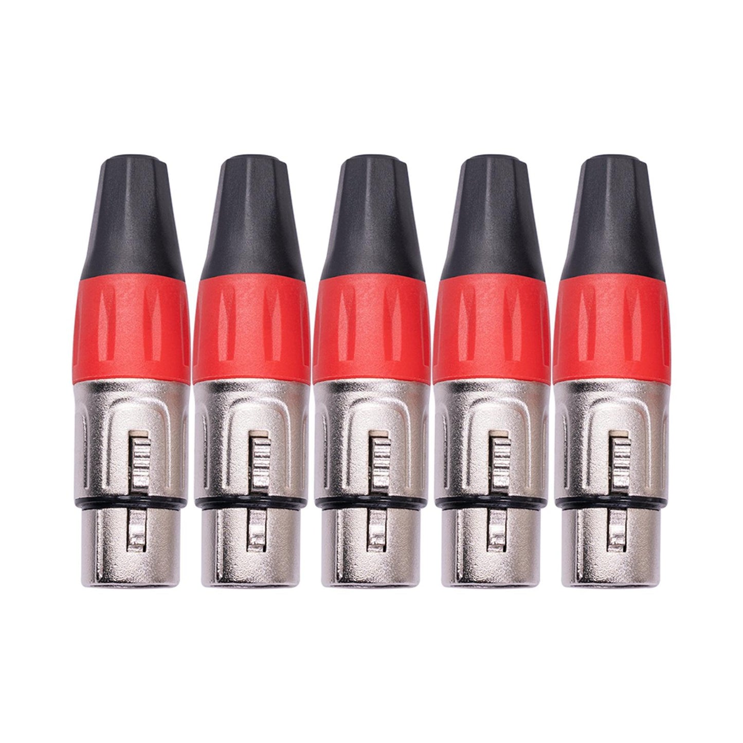 3 Pin XLR Solder Type Connector 5 Male and 5 Female Plug Cable Connector Red