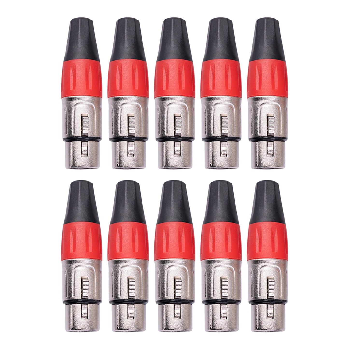 3 Pin XLR Solder Type Connector 5 Male and 5 Female Plug Cable Connector Red