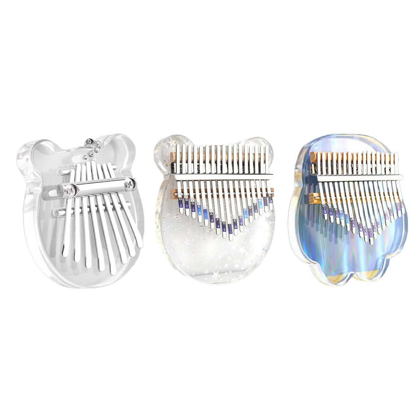 17 Keys Acrylic Kalimba Thumb Piano Finger Mbira for Kids Adults Bear