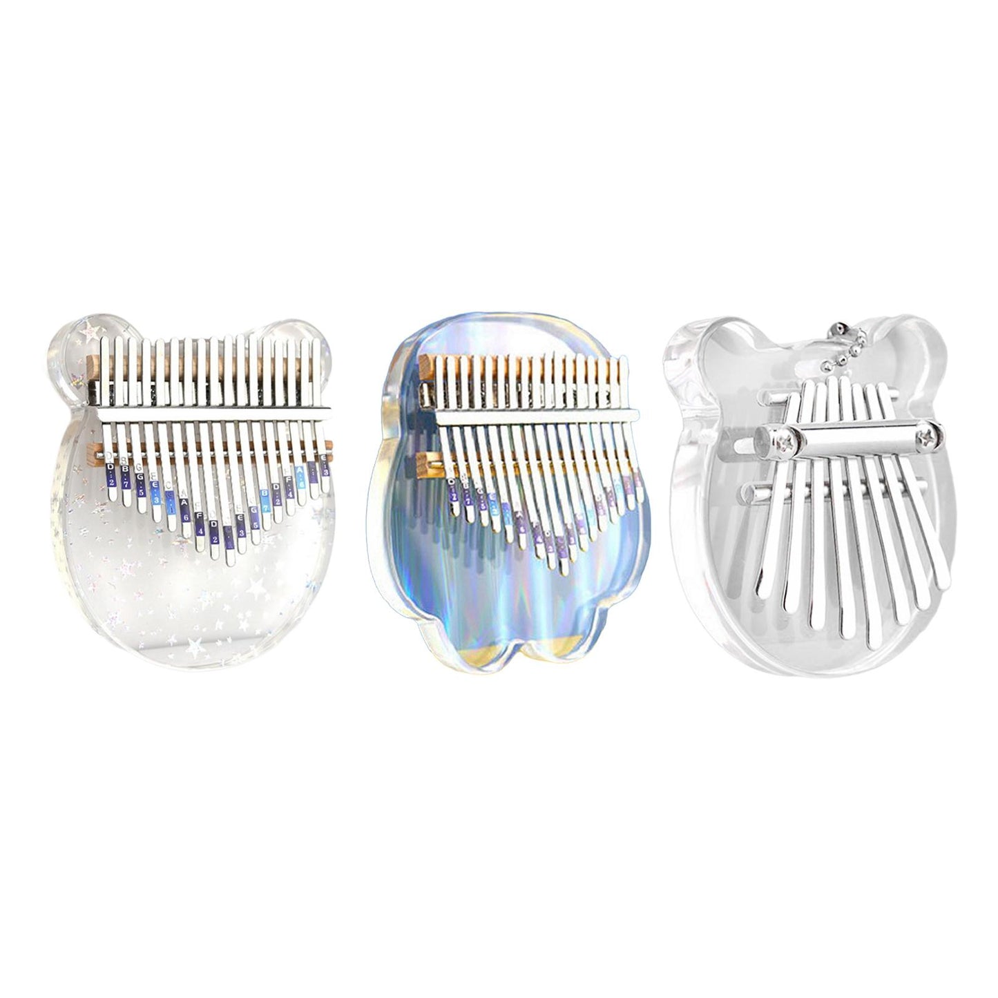 17 Keys Acrylic Kalimba Thumb Piano Finger Mbira for Kids Adults Bear