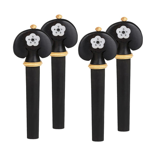 Natural 3/4 4/4 Violin Tuning Pegs Black Carved White Shell Inlay Boxwood
