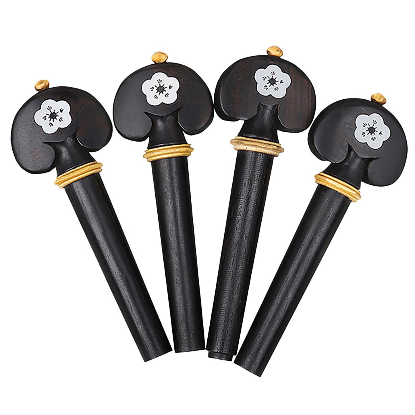 Natural 3/4 4/4 Violin Tuning Pegs Black Carved White Shell Inlay Boxwood