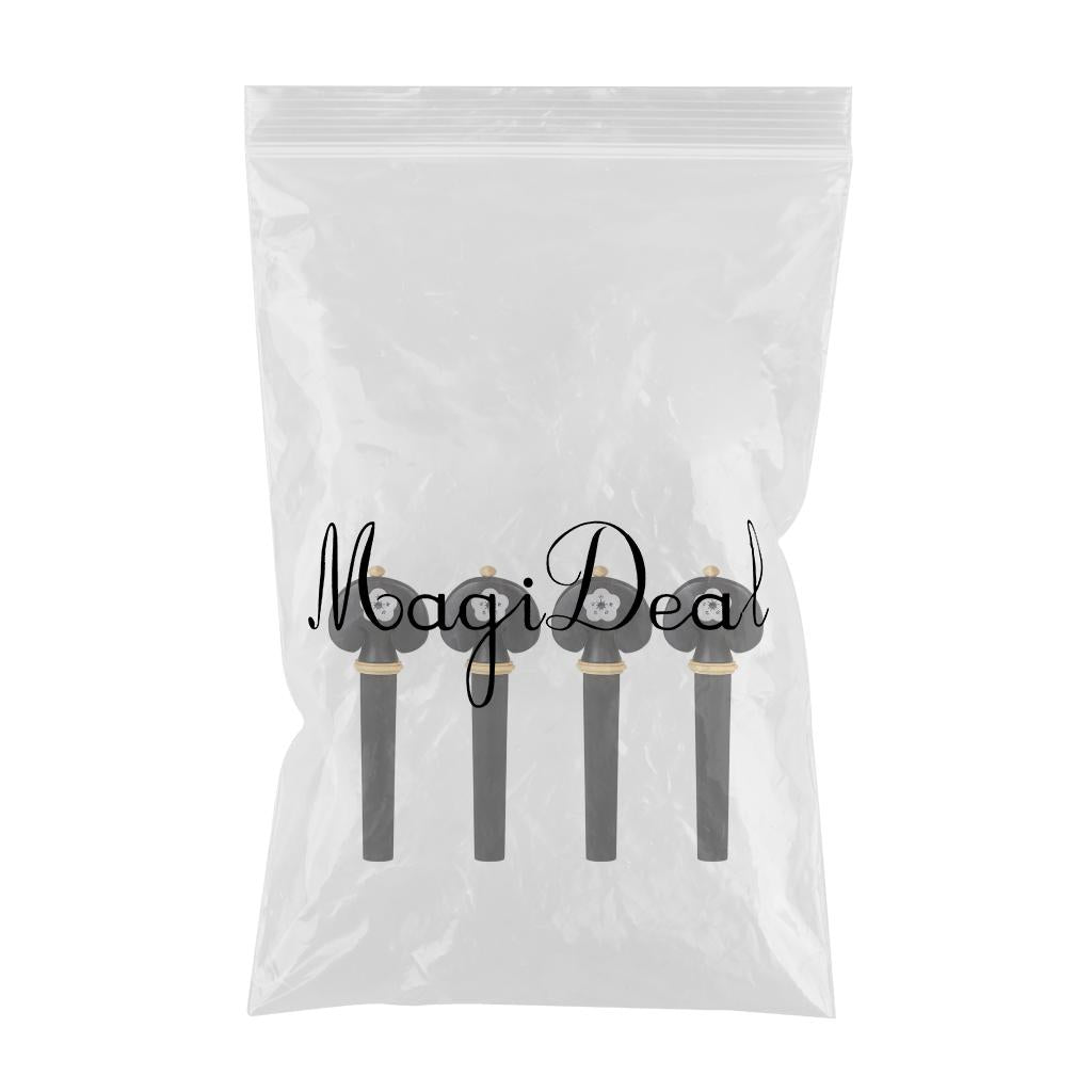 Natural 3/4 4/4 Violin Tuning Pegs Black Carved White Shell Inlay Boxwood