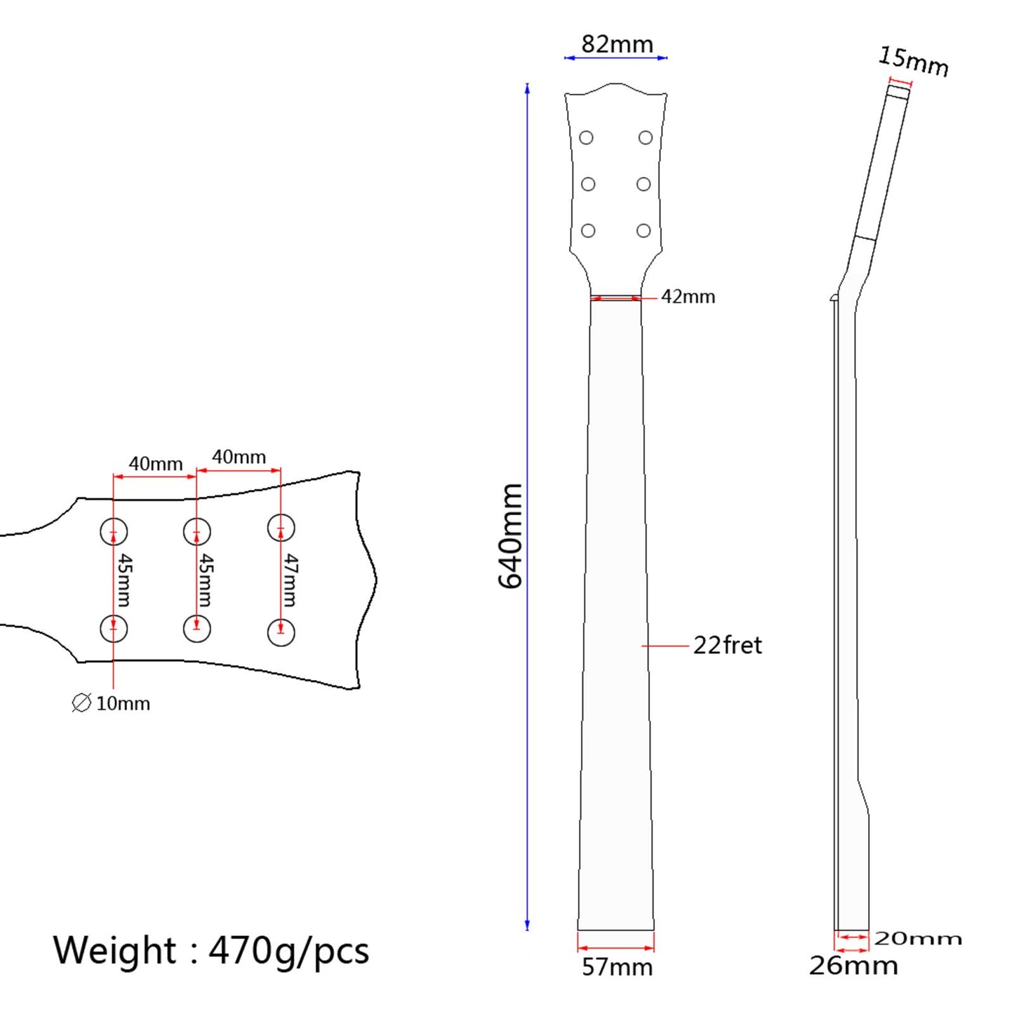 Guitar Neck for LP style Maple 22 Fret Rosewood Fingerboard Replacement