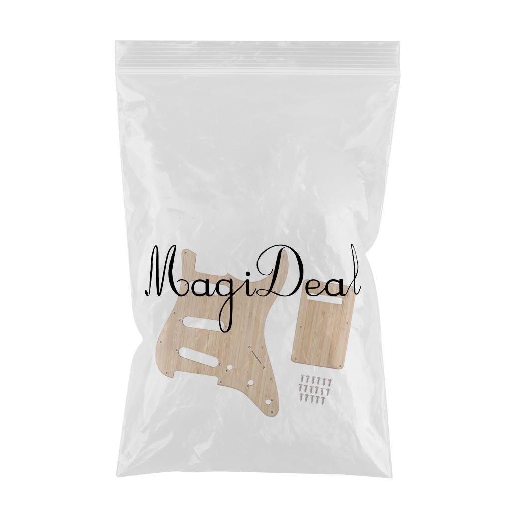 Bamboo Electric Guitar Pickguard,Back Plate with Mounting Screws SSS