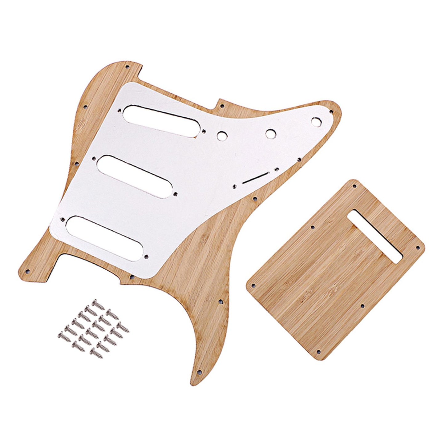 Bamboo Electric Guitar Pickguard,Back Plate with Mounting Screws SSS
