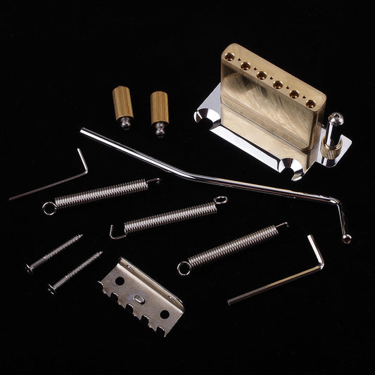 Chrome Stainless Steel Tremolo Bridge + Saddles Brass Block
