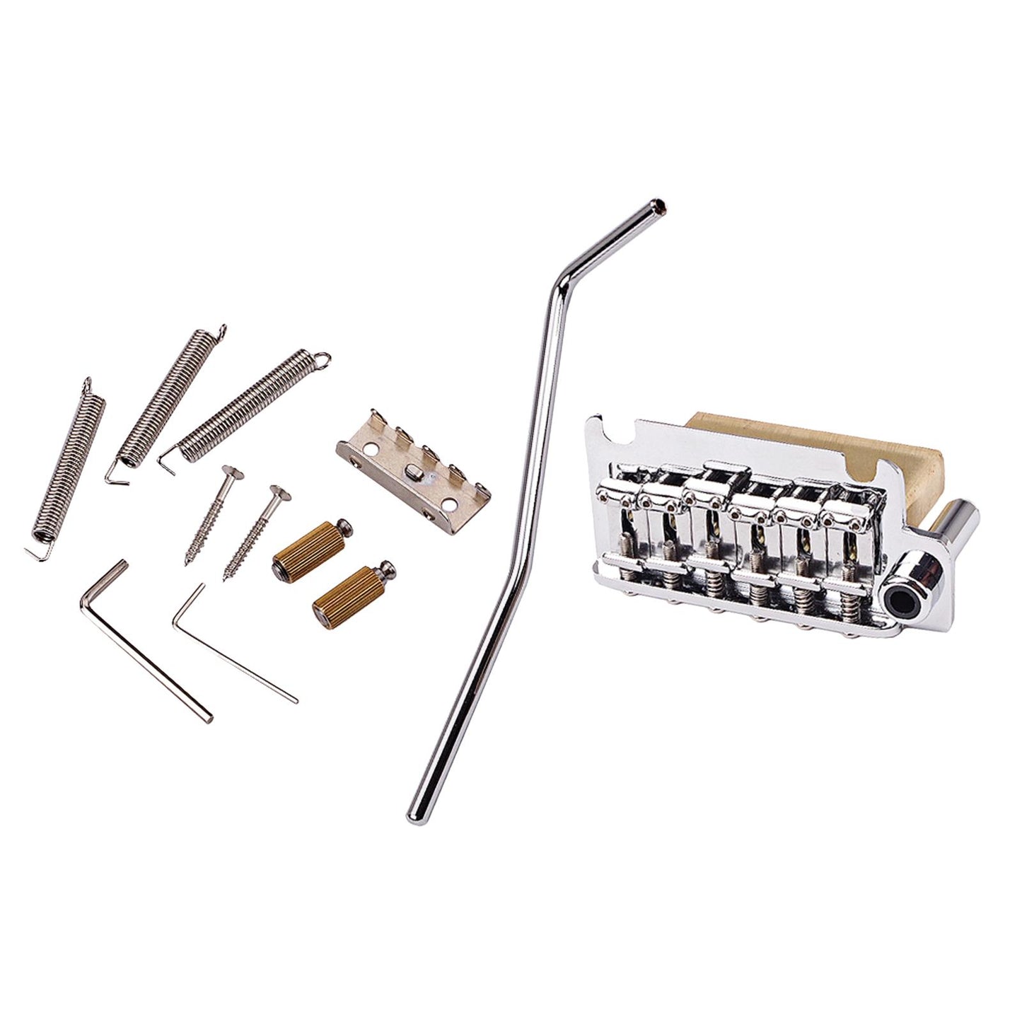 Chrome Stainless Steel Tremolo Bridge + Saddles Brass Block