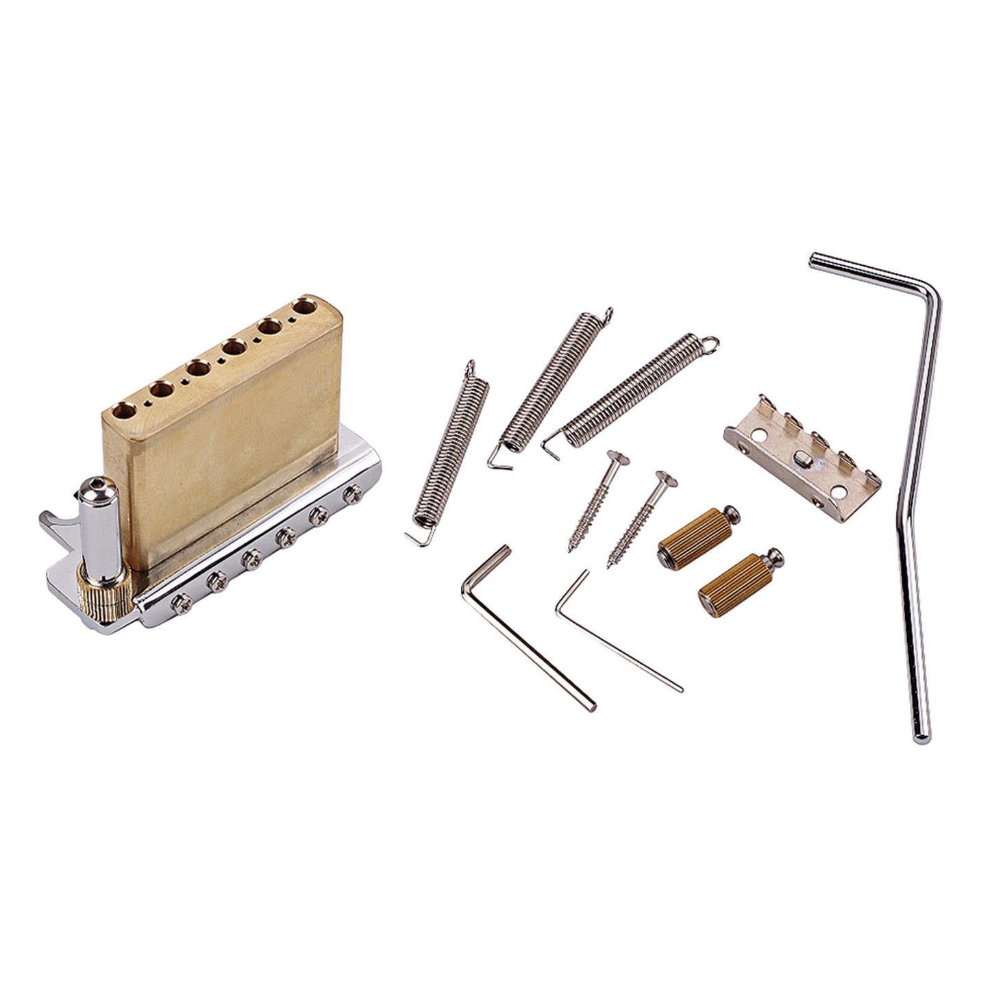 Chrome Stainless Steel Tremolo Bridge + Saddles Brass Block