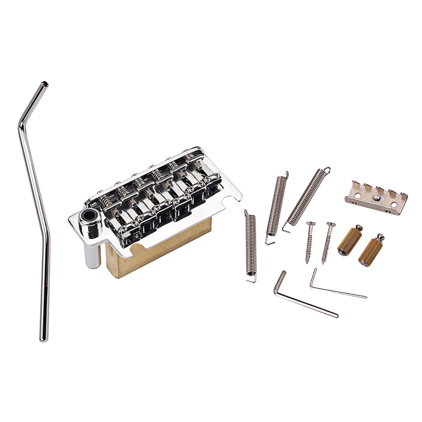 Chrome Stainless Steel Tremolo Bridge + Saddles Brass Block