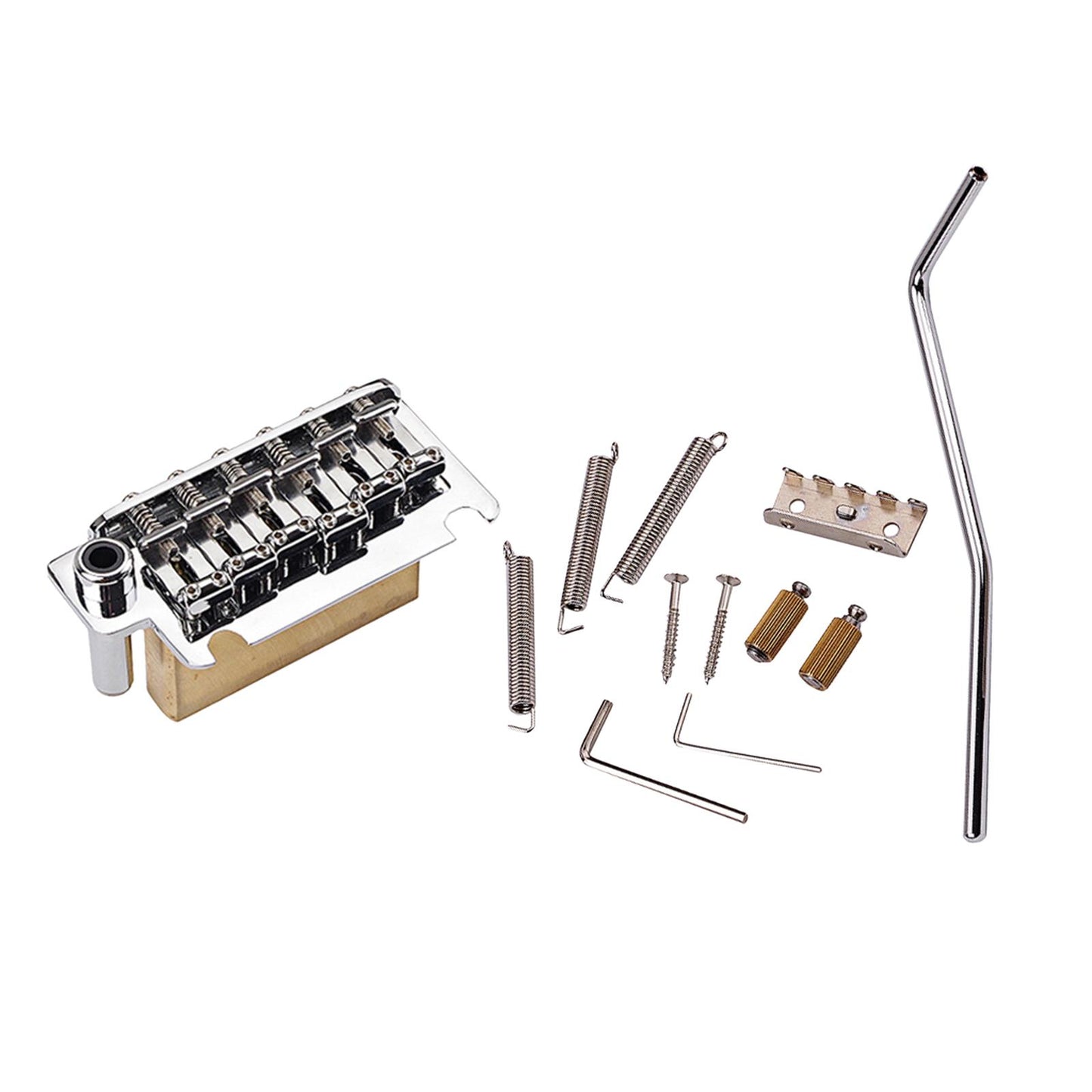 Chrome Stainless Steel Tremolo Bridge + Saddles Brass Block