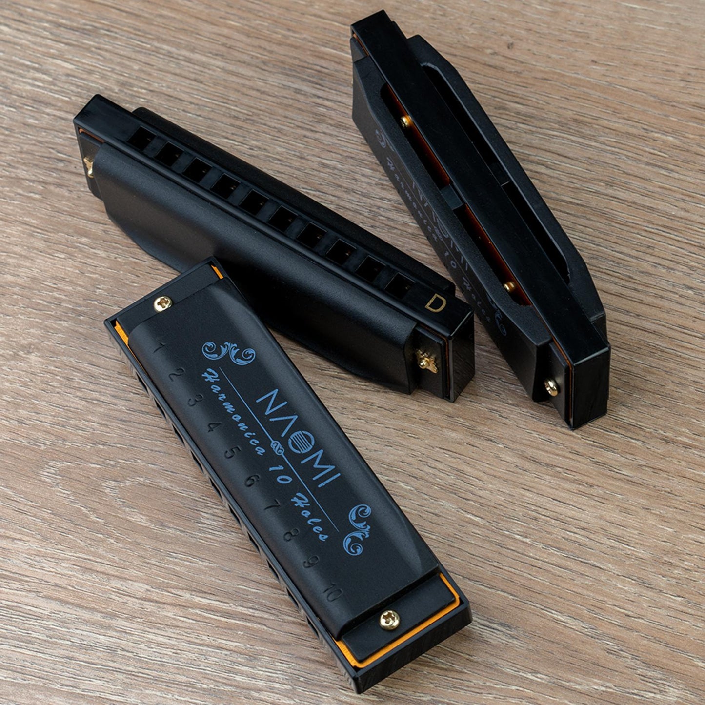 Portable 10-Hole Diatonic Blues Harmonica Key of C D G 3 Tone