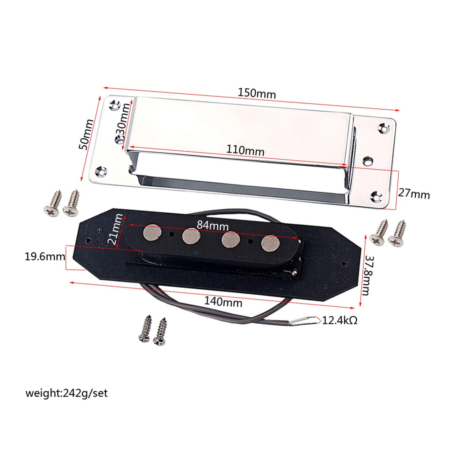 Durable Electric Bass Pickup Replacement Parts Accessory Black