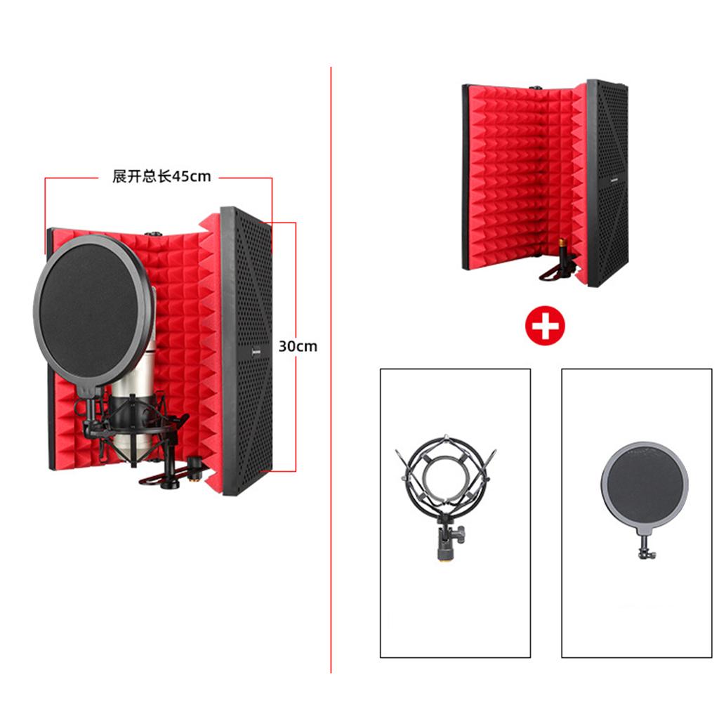 Metal Mic Isolation Shield for Microphone Recording Equipment Three Panels