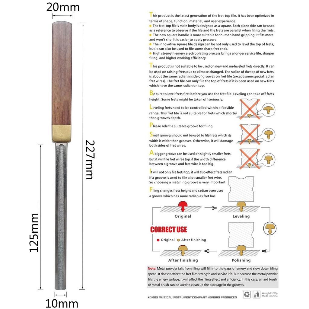 Guitar Fret Crowning File Fret File Diamond Coating Dressing Tool Accessory