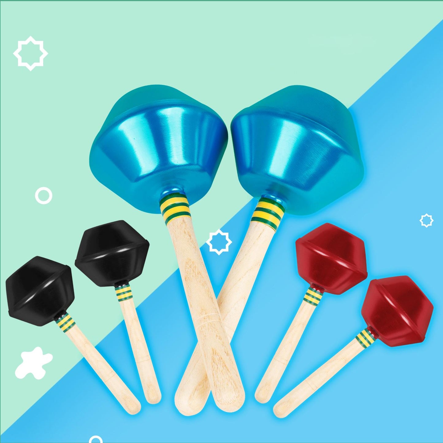 2 Pieces Preschool Children's Aluminum Sand Hammer Performing Sand Ball Red