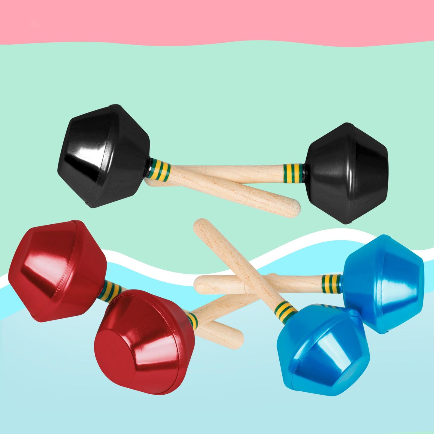 2 Pieces Preschool Children's Aluminum Sand Hammer Performing Sand Ball Blue