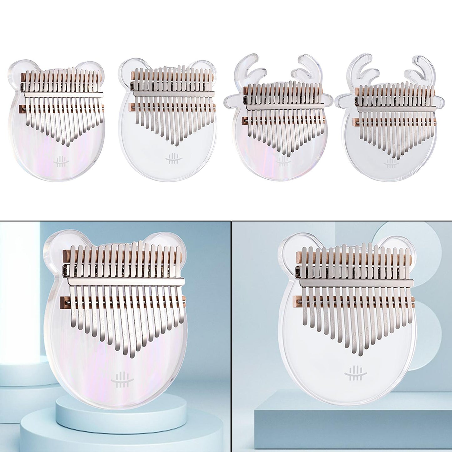 Cute Kalimba Thumb Piano 17-key Musical Instrument Animal-shaped Cartoon Transparent Deer